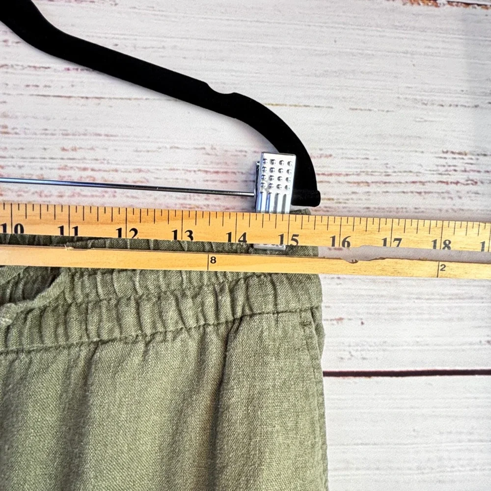 Linen Blend Wide Leg Crop Pants Banana Republic S Olive Green‎ Coastal Earthy